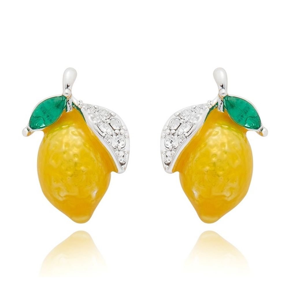 Equilibrium Juicy Gems Lemon Sparkle Silver Plated Earrings - Old Railway Line Garden Centre