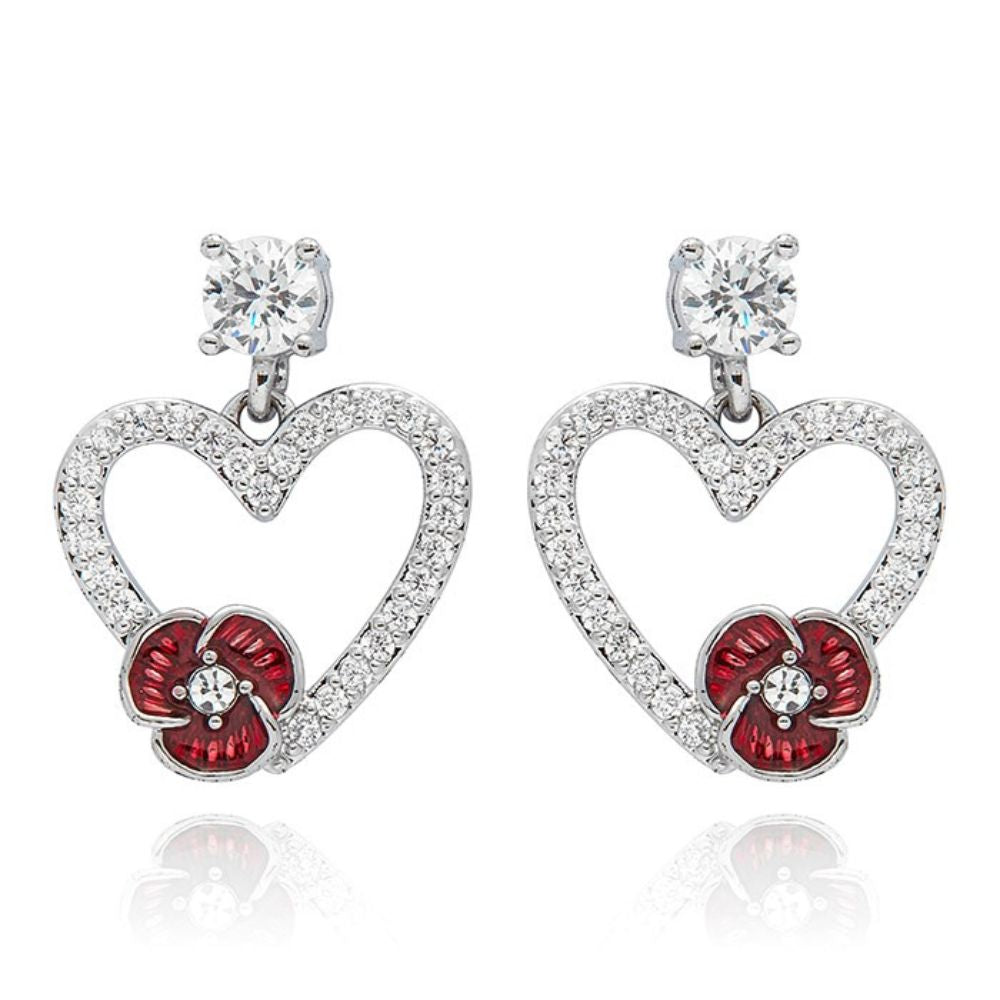 Equilibrium Poppy Sparkle Heart Stud Earrings