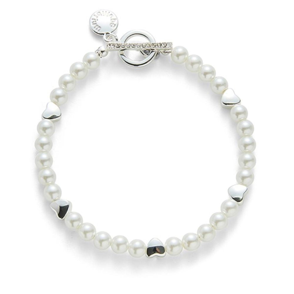 Equilibrium Pretty Pearls & Hearts Silver Plated Bracelet