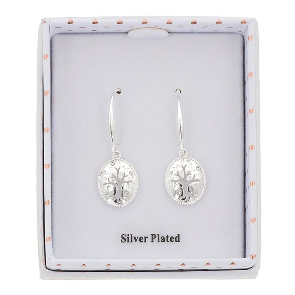 Equilibrium Tree of Life Silhouette Silver Plated Earrings