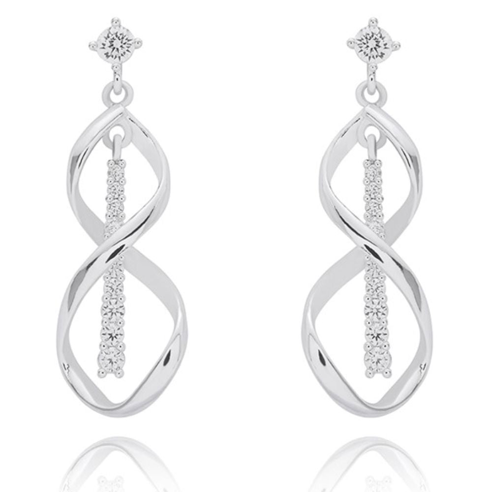 Equilibrium Twisted Bliss Chic Line Swirl Silver Plated Earrings