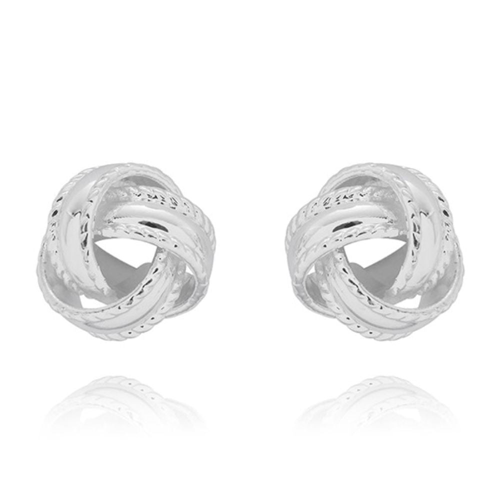 Equilibrium Twisted Bliss Glam Knot Silver Plated Earrings
