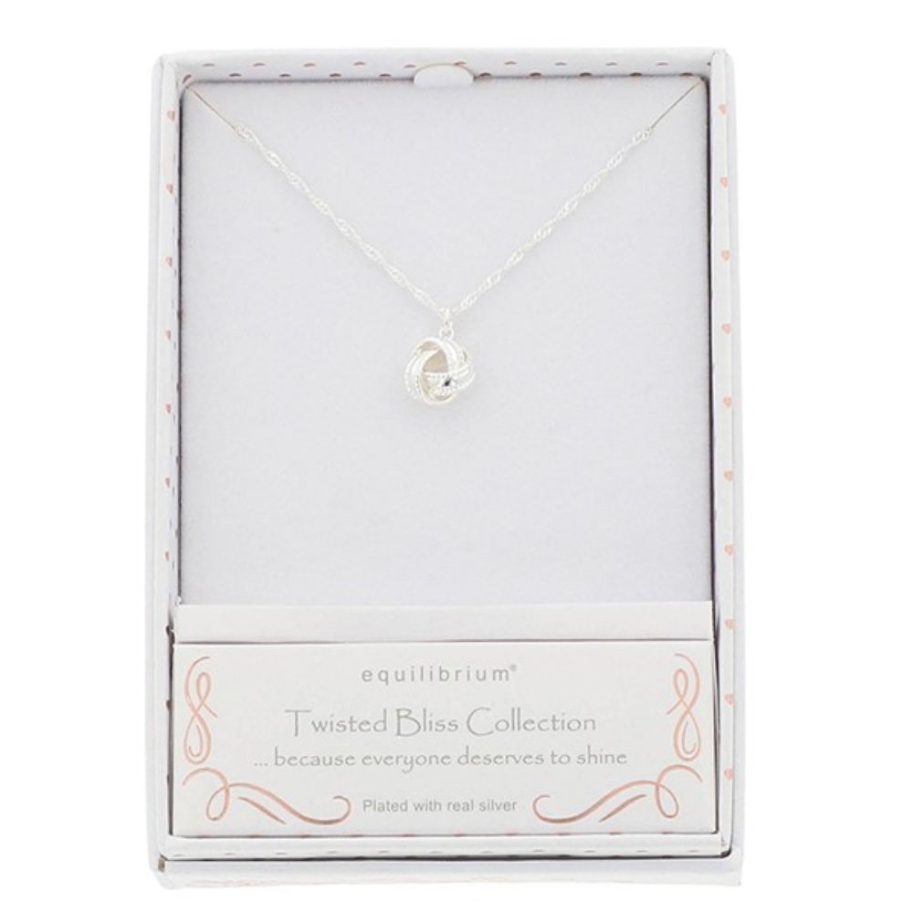Equilibrium Twisted Bliss Glam Knot Silver Plated Necklace