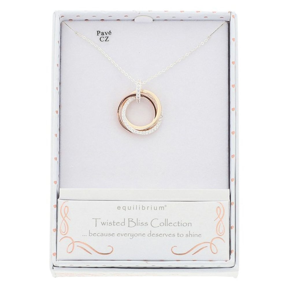 Equilibrium Twisted Bliss Three Tone Circles Necklace