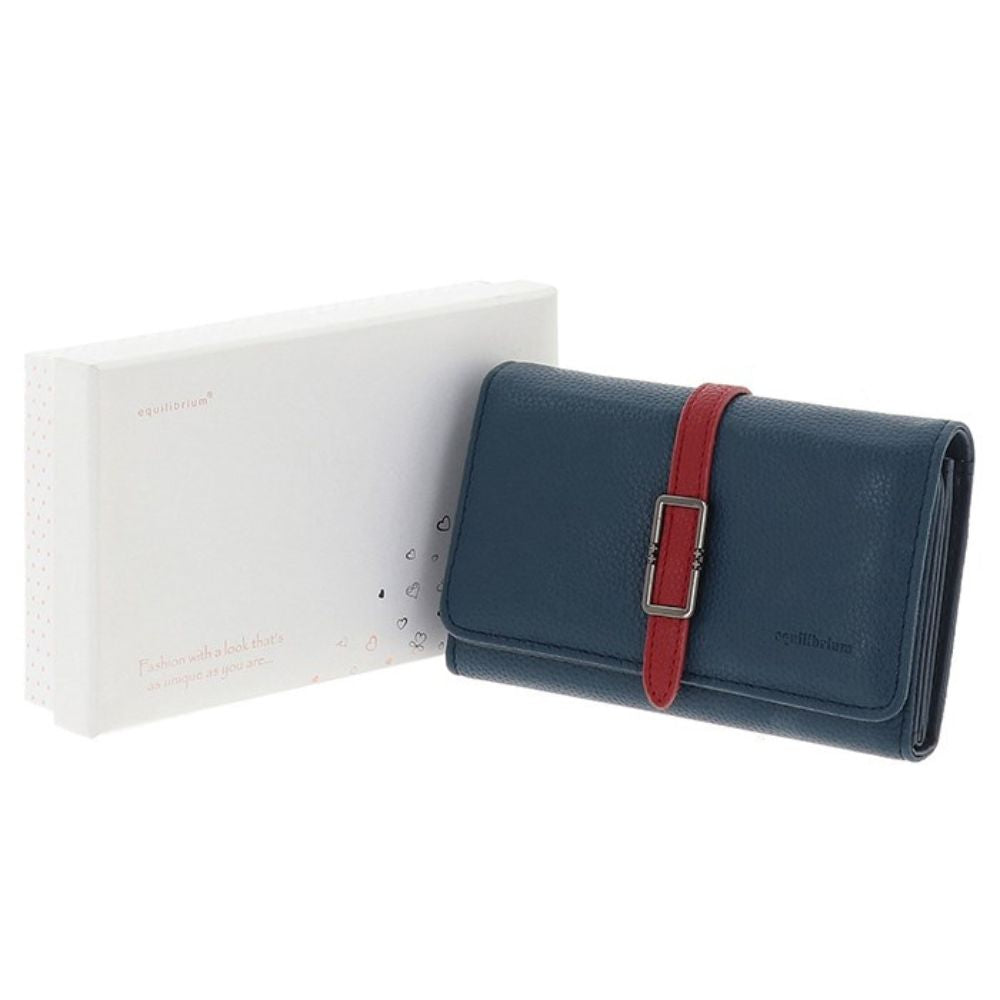 Equilibrium Two Tone Belted Purse Medium Navy/Burgundy