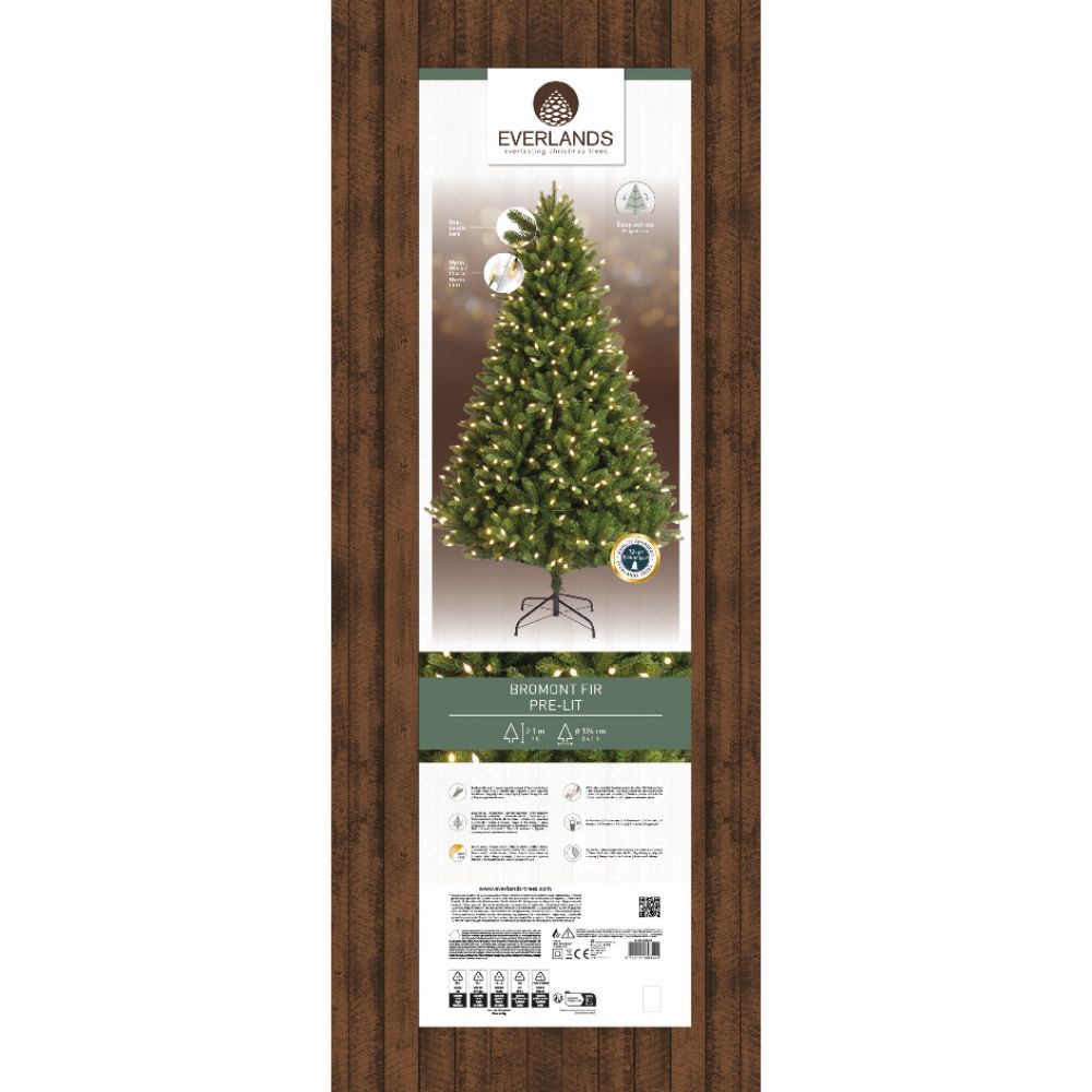Everlands 2.1m (7ft) Bromont Fir Pre-Lit Artificial Christmas Tree