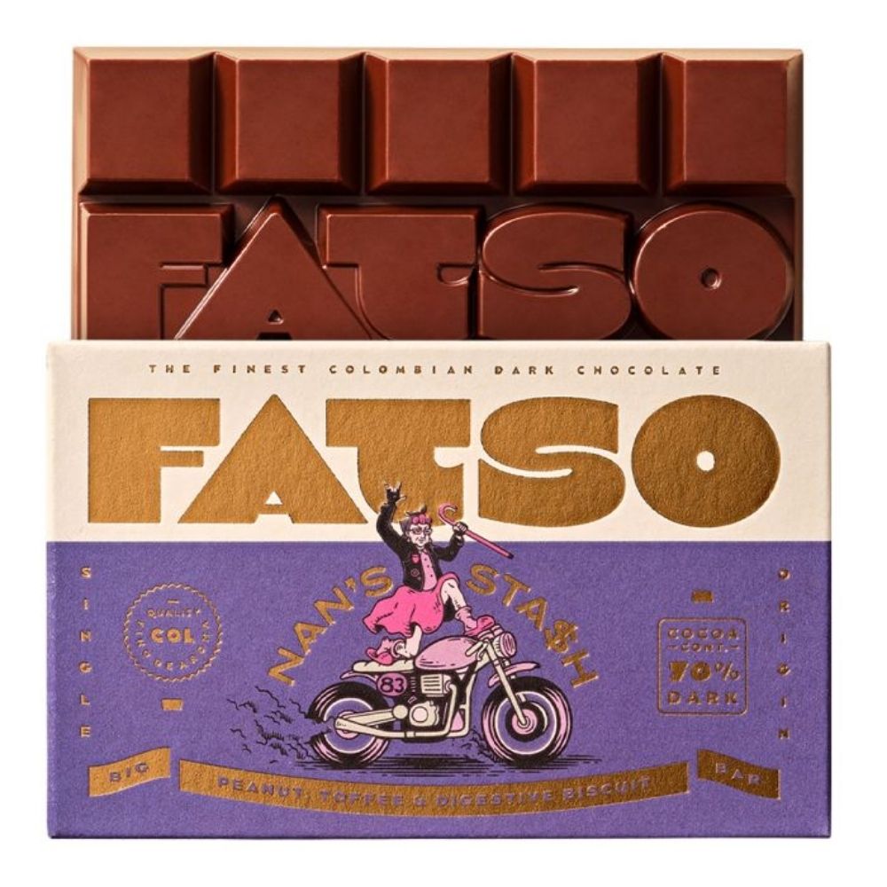 Fatso 150g Nan's Stash Peanut, Toffee & Digestive Biscuit Chocolate Bar