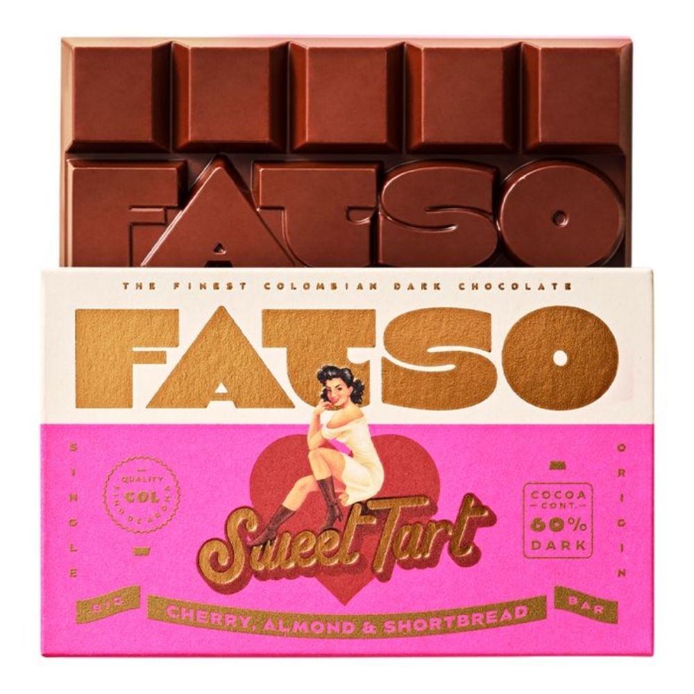 Fatso 150g Sweet Tart Cherry, Almond & Shortbread Chocolate Bar