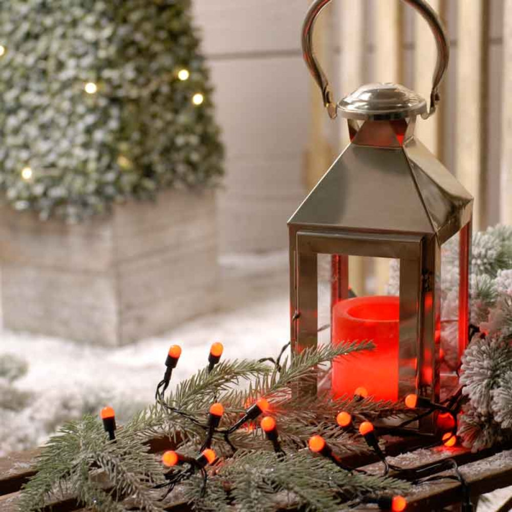 Festive 100 Red LED Battery Operated Berry String Lights (9.9m)