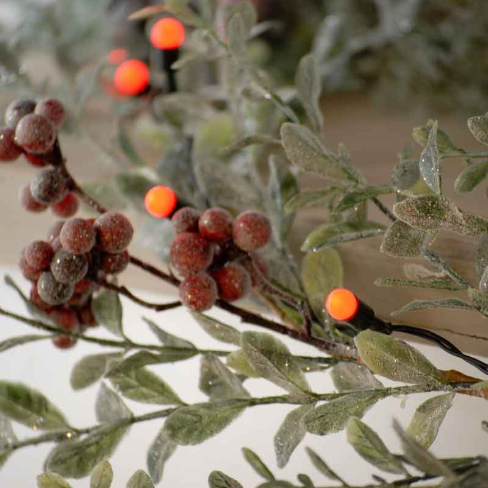 Festive 100 Red LED Battery Operated Berry String Lights (9.9m)