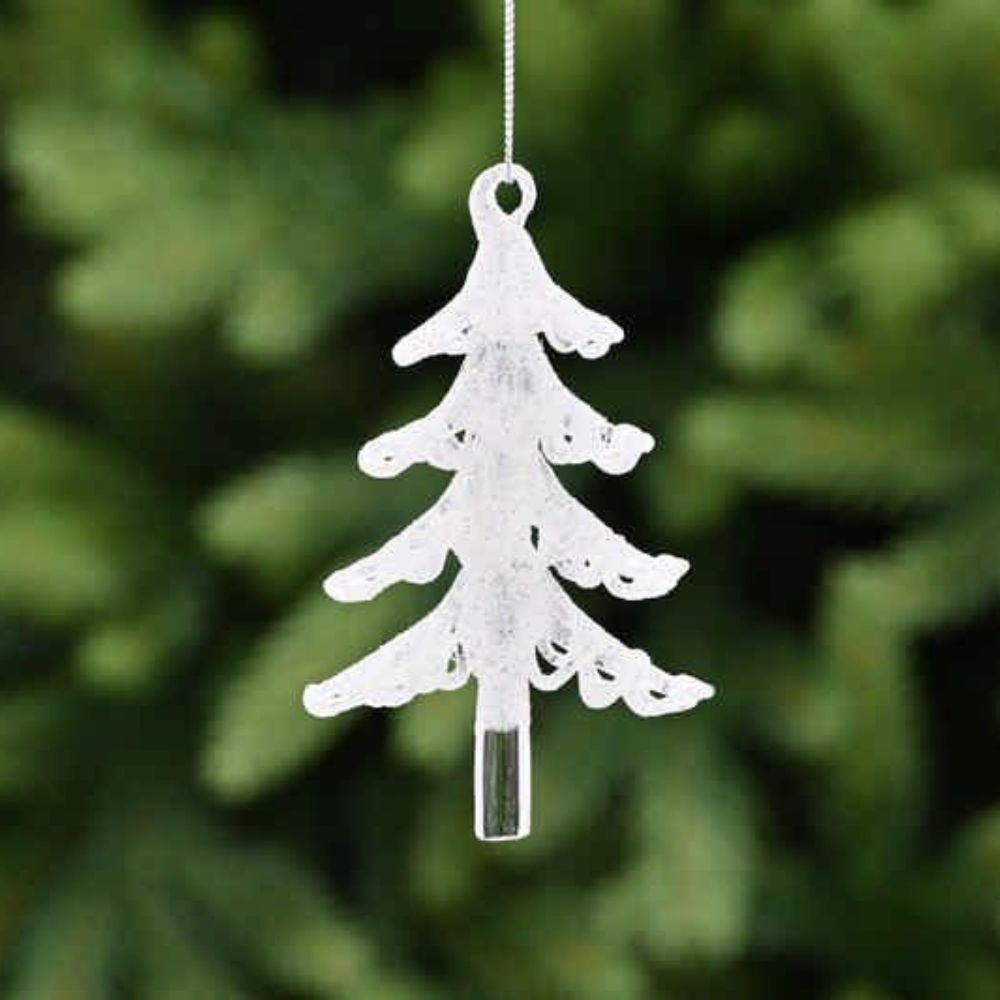 Festive 10cm White Snowy Glass Tree