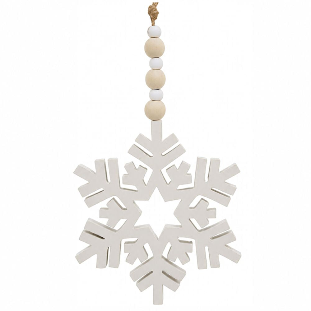 Festive 12cm White Wooden Snowflake