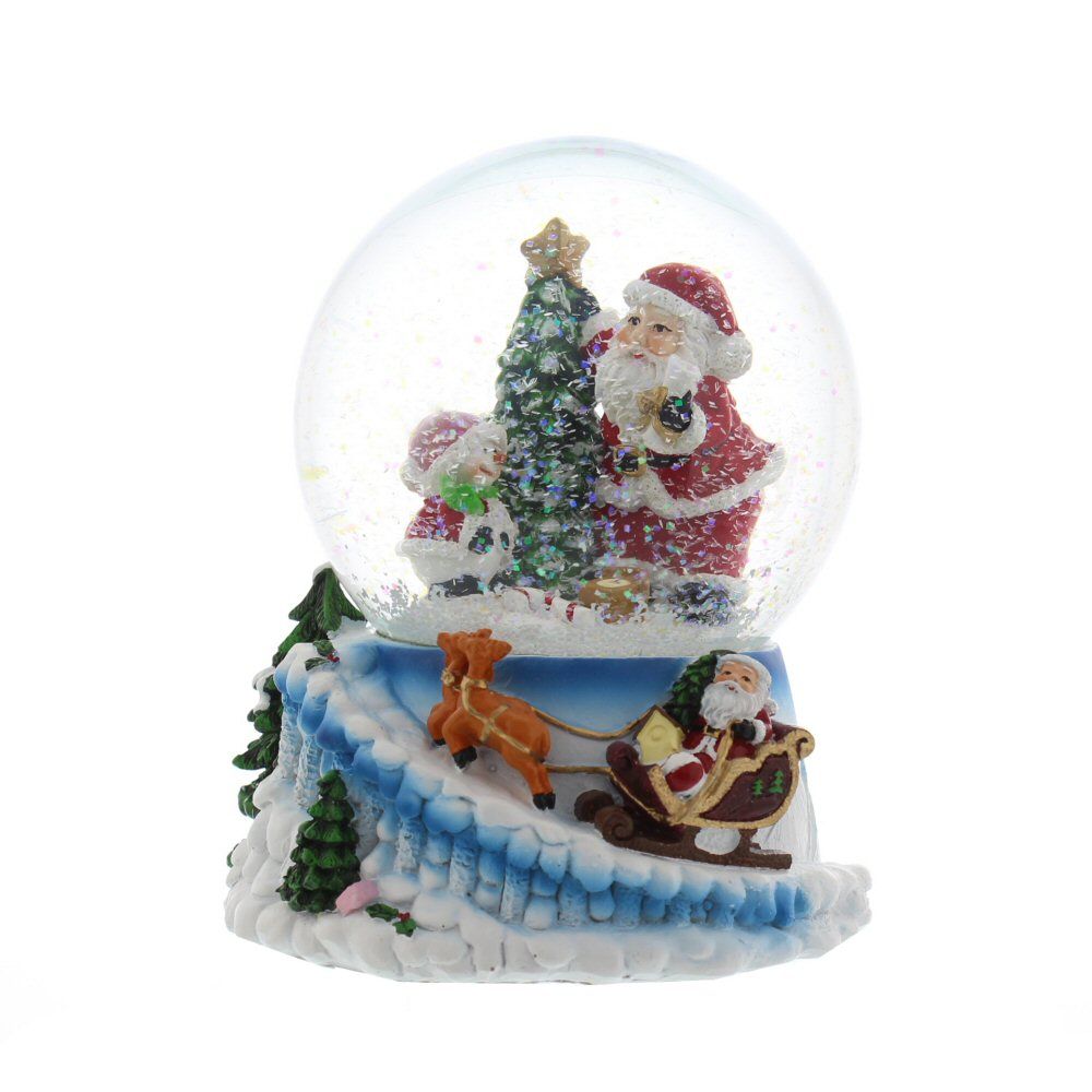 Festive 15cm Wind Up Musical Santa Snow Globe