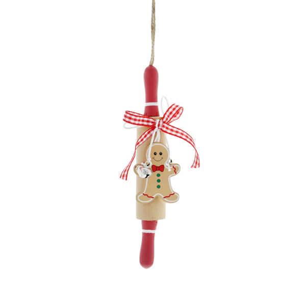 Festive 16cm Gingerbread Rolling Pin Hanging Decoration