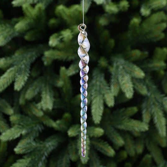 Festive 20cm Clear Icicle Hanging Decoration - Iridescent