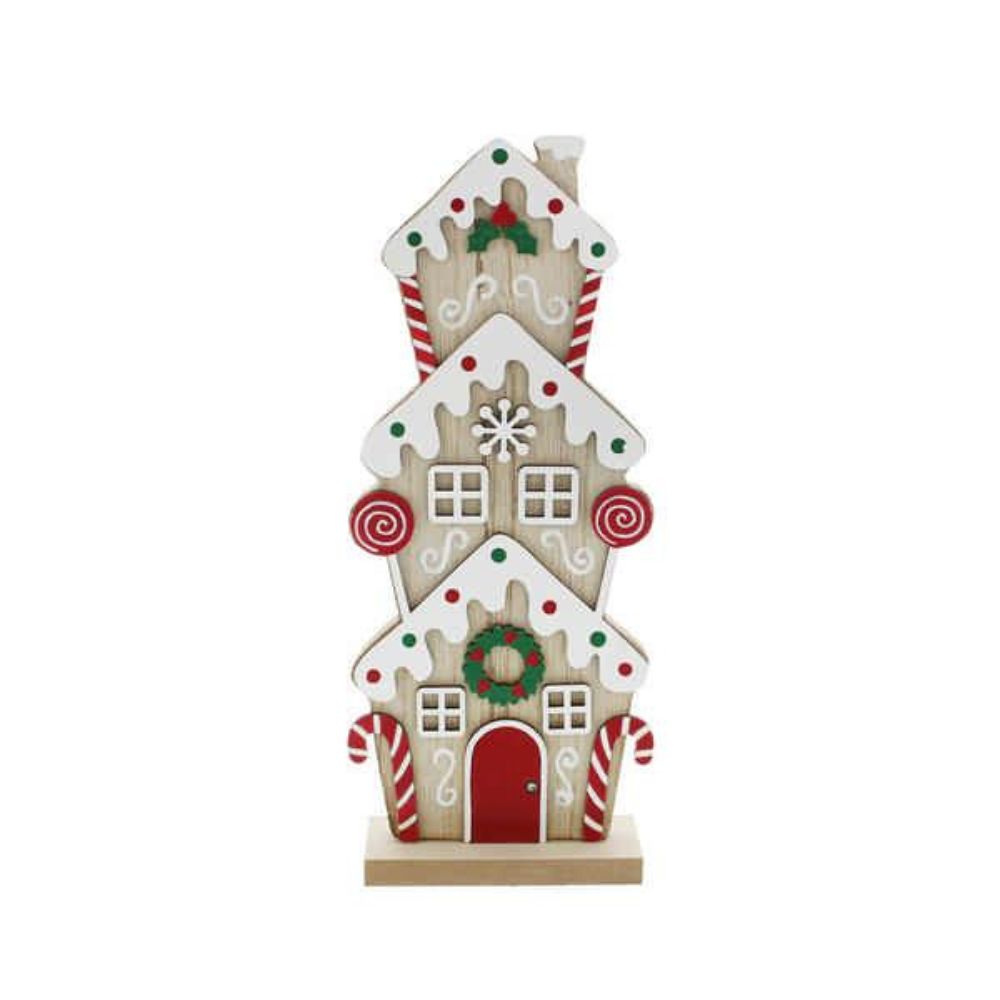 Festive Triple Tower Gingerbread Houses, 23cm