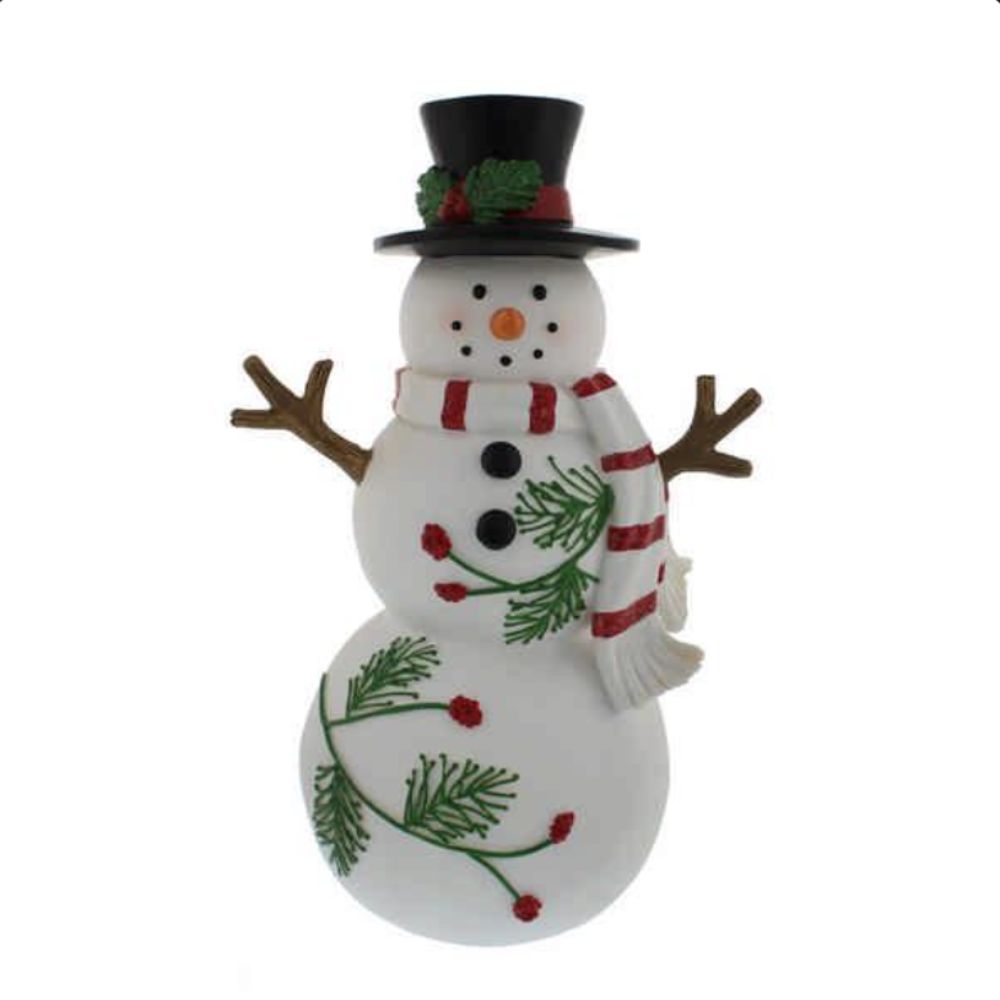 Festive 25cm Polyresin Snowman in Top Hat Ornament