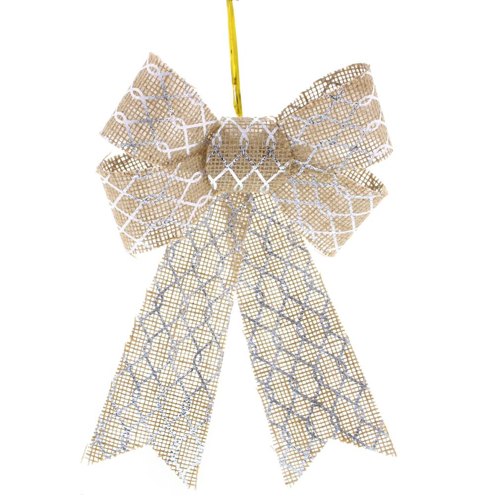 Festive 30cm Champagne/Cream Fabric Bow