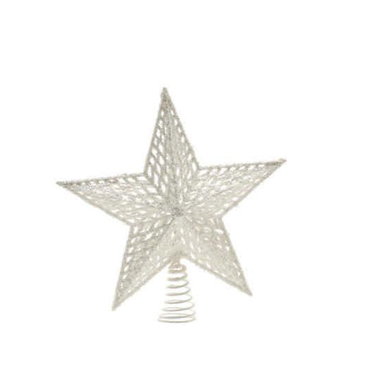 Festive 30cm Glitter Star Tree Topper - White