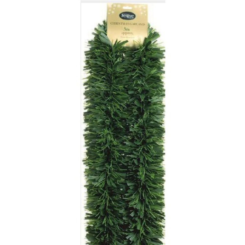 Festive 3m Chunky Green Pine Garland