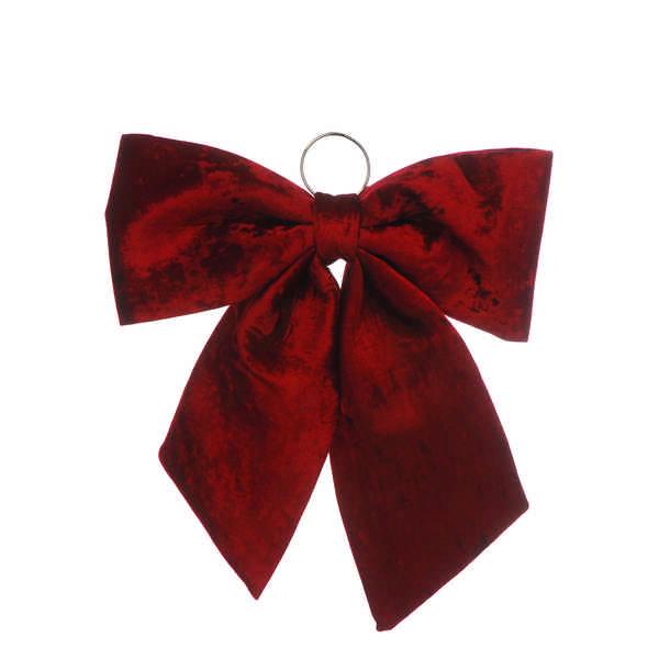 Festive 44cm Large Velvet Bow Hanging Decoration - Burgundy