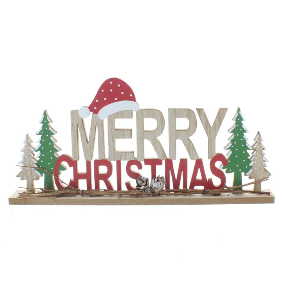 Festive 74cm Wooden 'Merry Christmas' Plaque