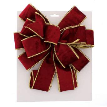 Festive 78cm Velvet Bow Tree Topper - Burgundy