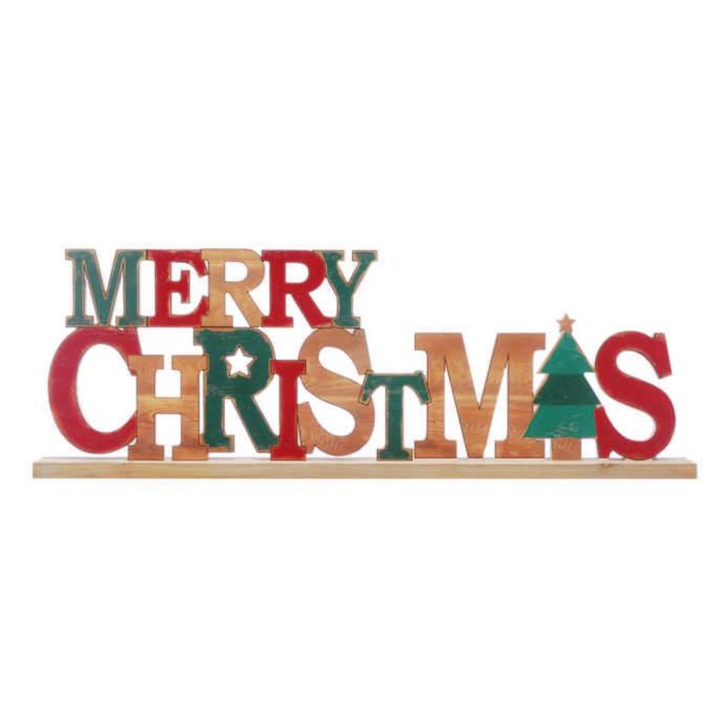 Festive 80cm Wooden 'Merry Christmas' Ornament