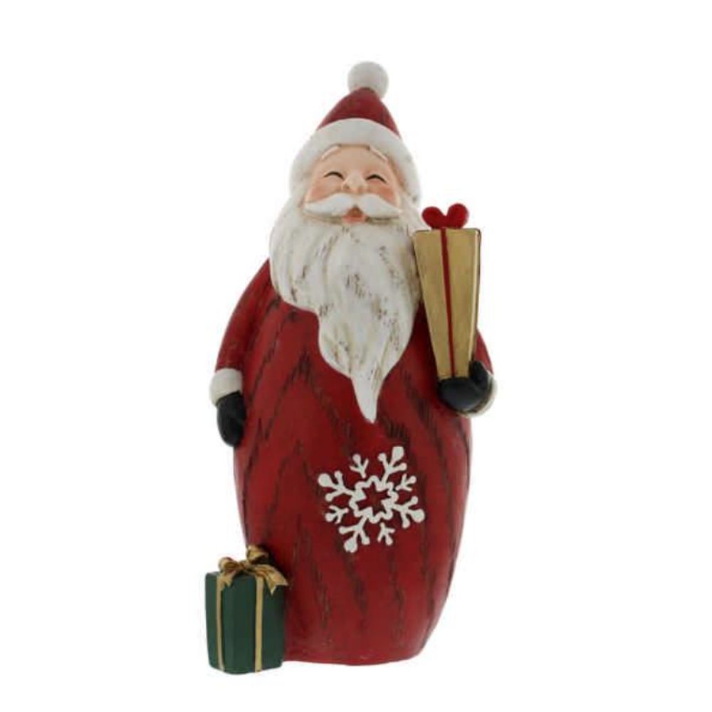Festive Products 18cm Red Resin Santa with Parcels Ornament