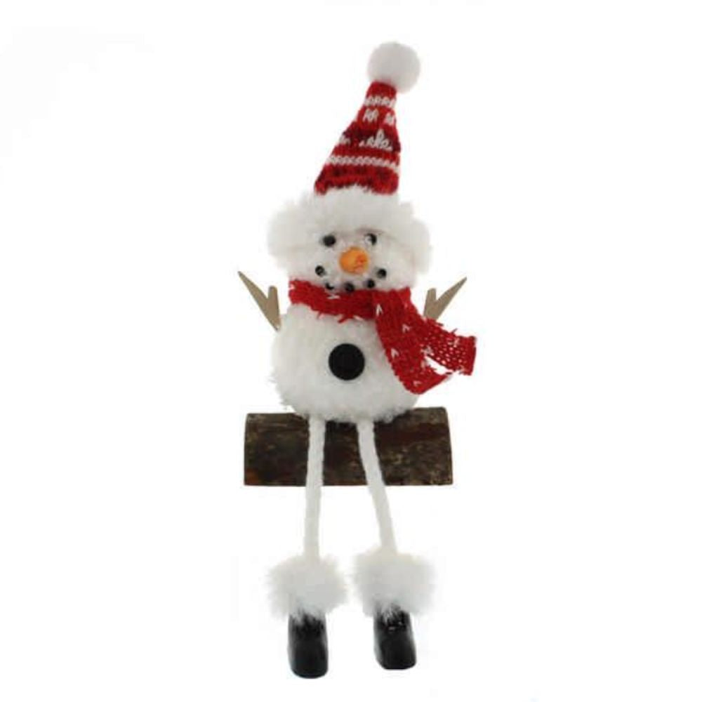 Festive Products 21cm White Fabric Snowman with Dangly Legs Ornament