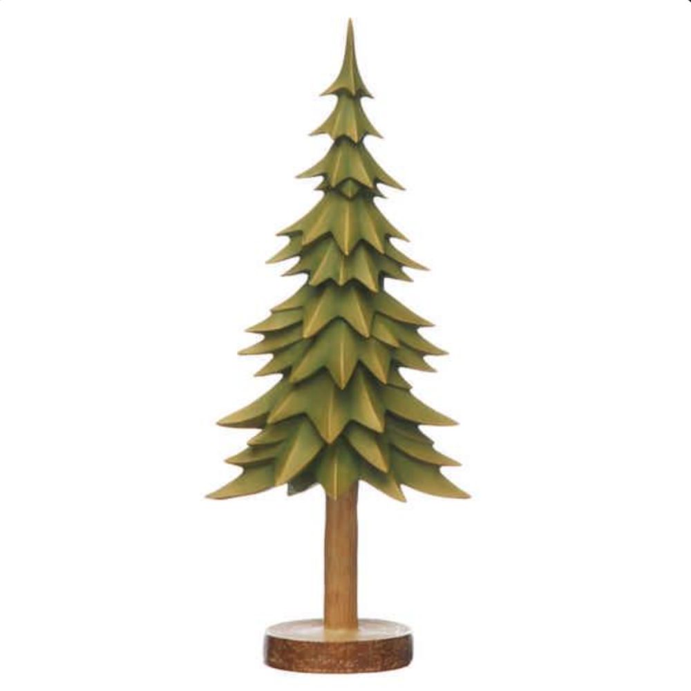 Festive Products 44cm Resin Green Christmas Tree on Wooden Base
