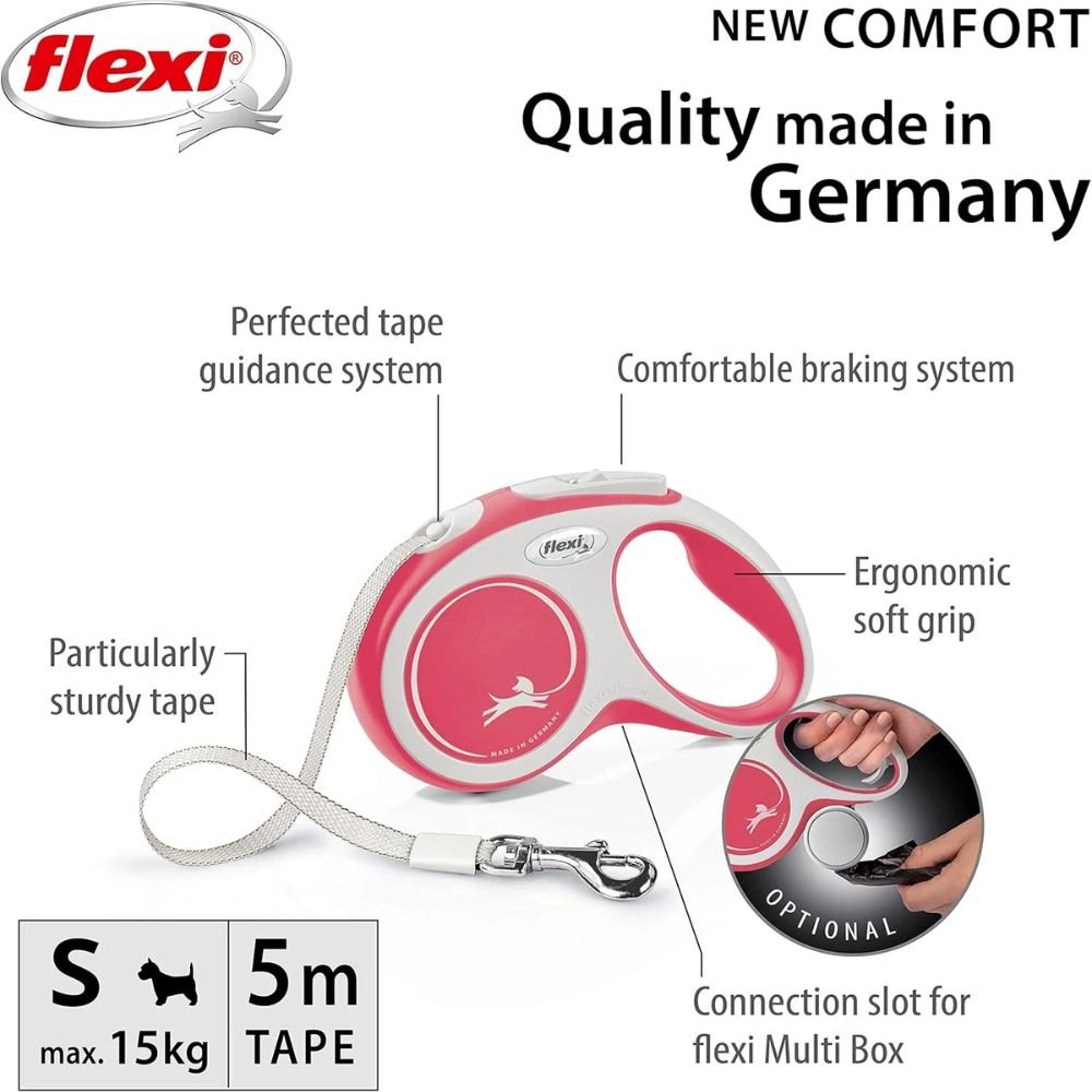 Flexi Comfort Grey & Red Dog Lead - Small - Old Railway Line Garden Centre
