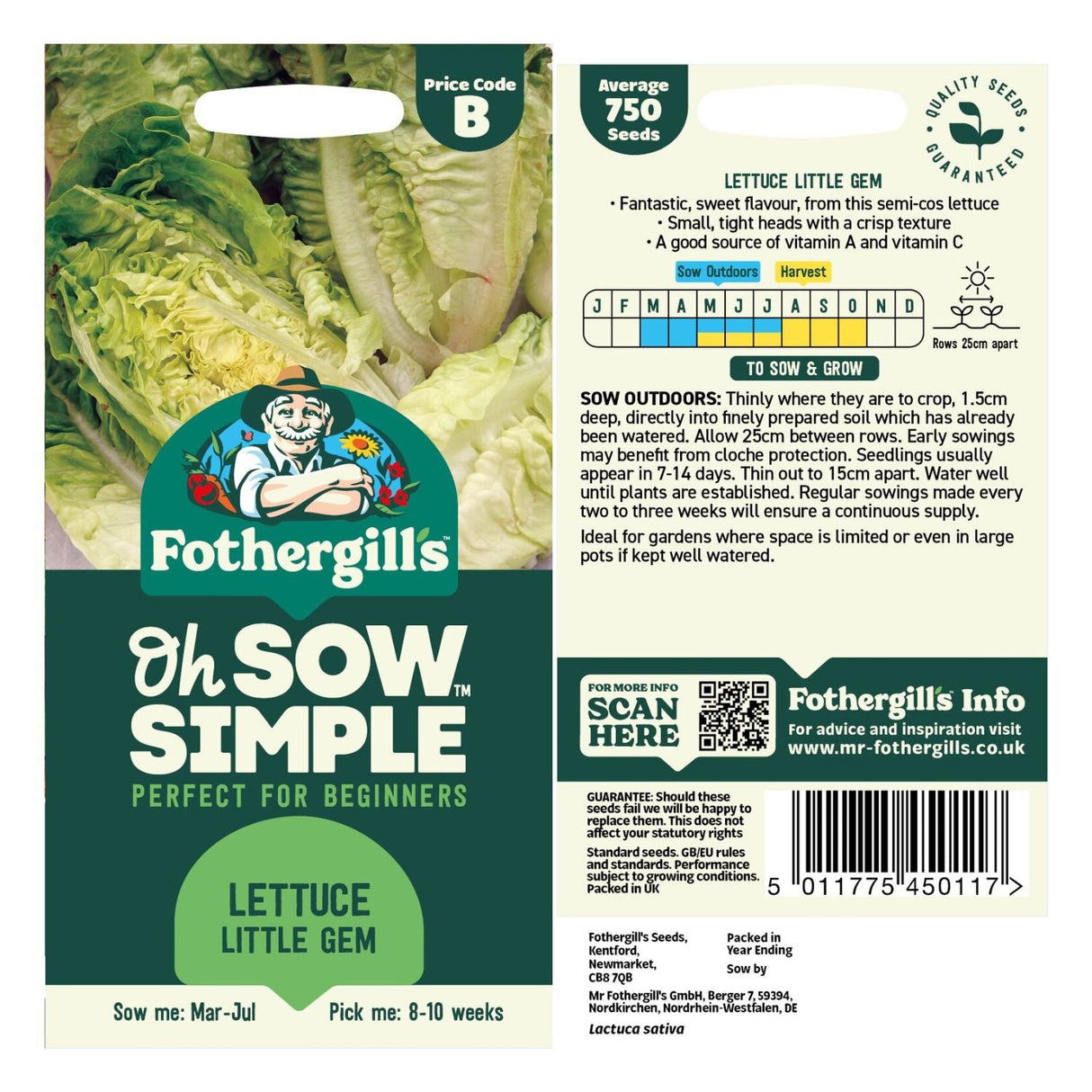 Fothergills Oh So Simple Little Gem Lettuce Seeds - Old Railway Line Garden Centre