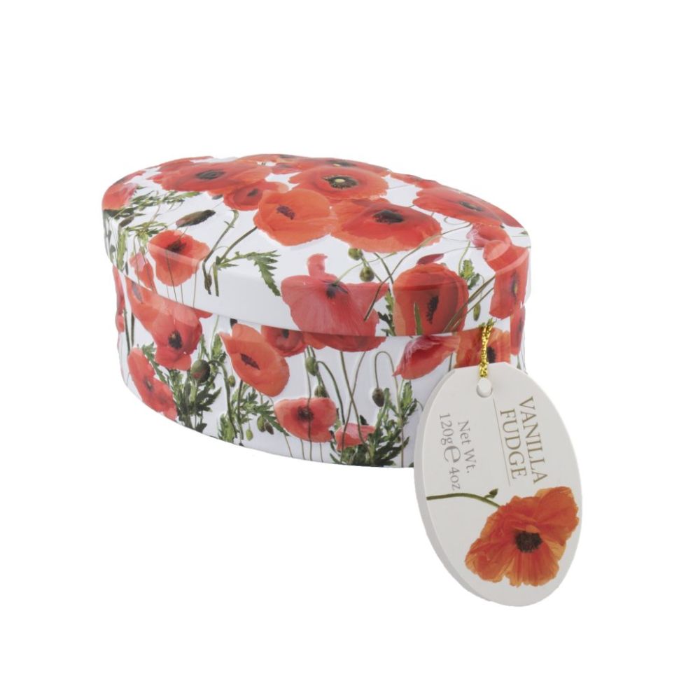 Gardiners of Scotland 120g Poppy Tin Filled with Vanilla Fudge