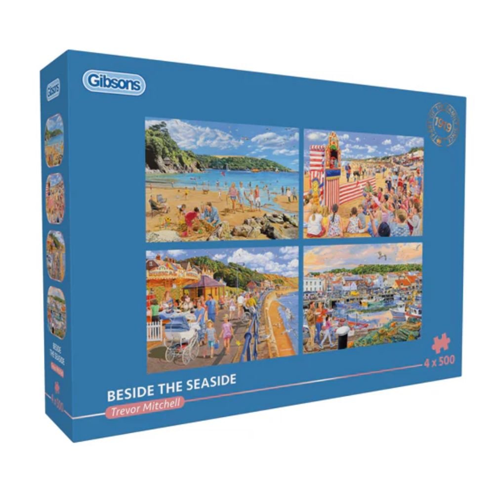 Gibsons Games Beside The Seasinde 4x500 Piece Jigsaw Puzzle - Old Railway Line Garden Centre