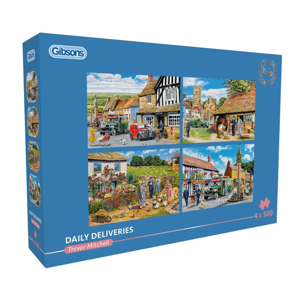 Gibsons Games Daily Deliveries 4x500 Piece Jigsaw Puzzle - Old Railway Line Garden Centre
