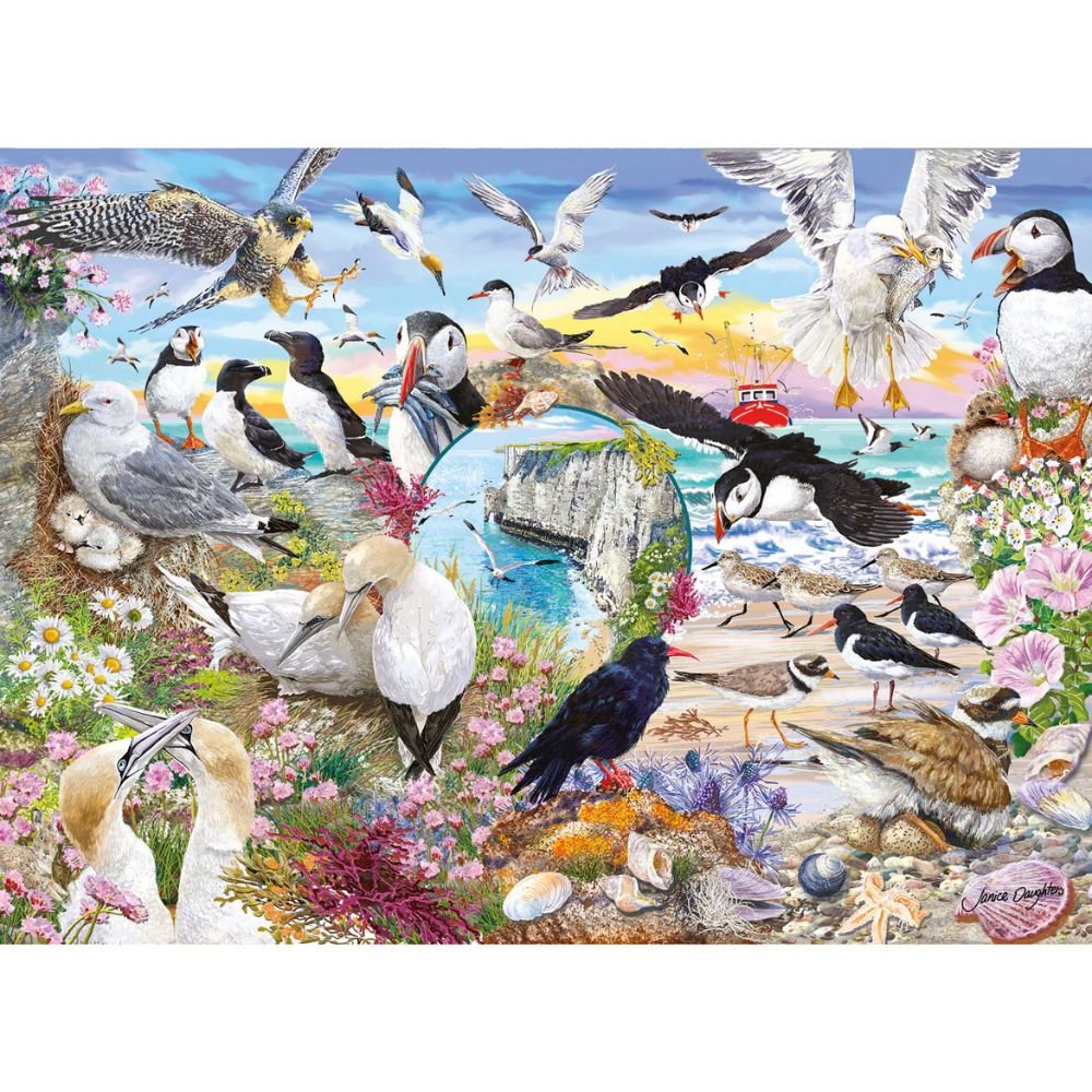 Gibsons Games RSPB: Wings in the Wood 4x500 Piece Jigsaw Puzzles - Old Railway Line Garden Centre