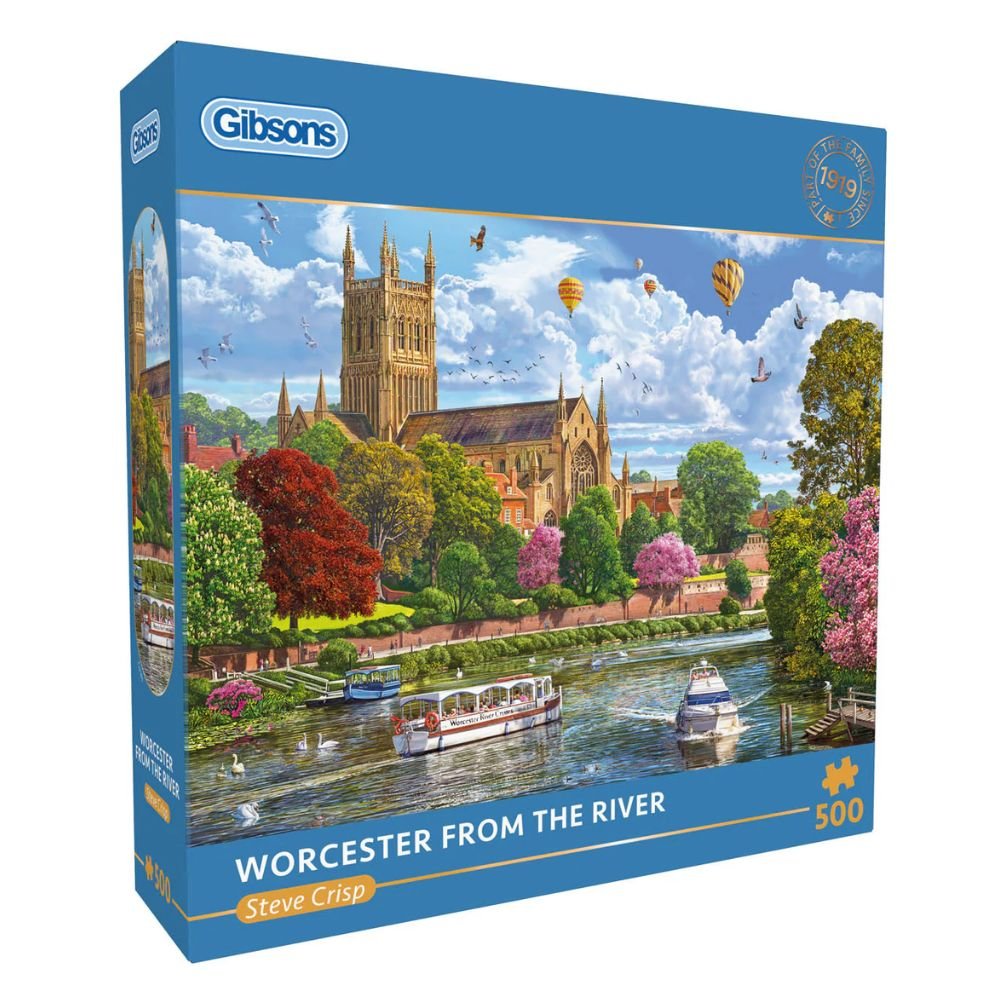 Gibsons Games Worcester From The River 500 Piece Jigsaw Puzzle - Old Railway Line Garden Centre