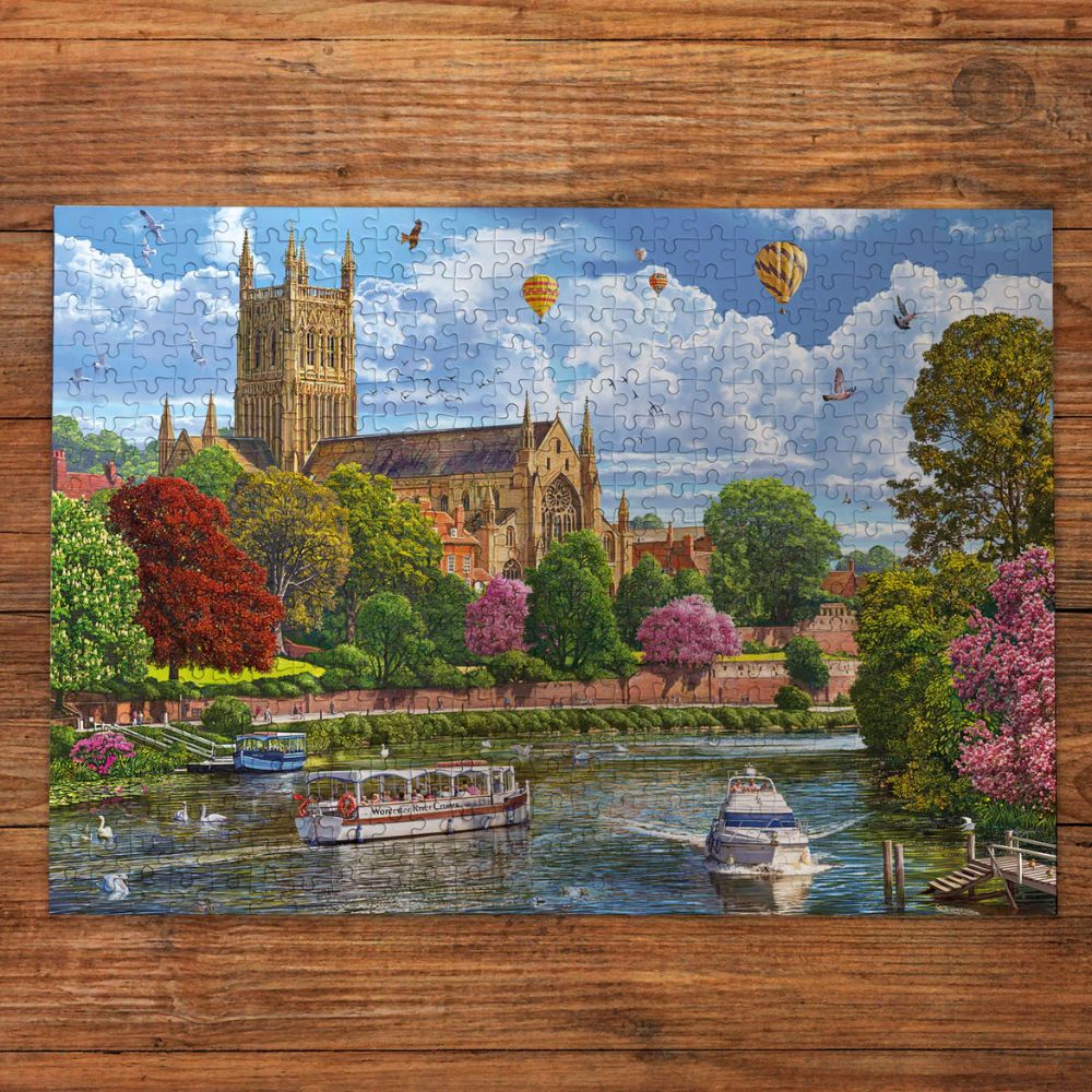 Gibsons Games Worcester From The River 500 Piece Jigsaw Puzzle - Old Railway Line Garden Centre