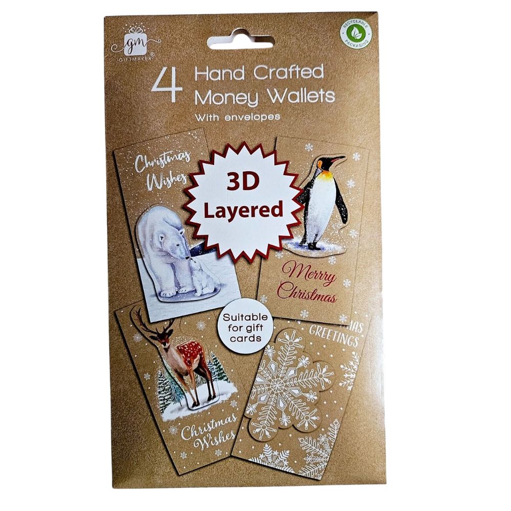Giftmaker 3D Layered Hand Crafted Money Wallets - Pack of 4