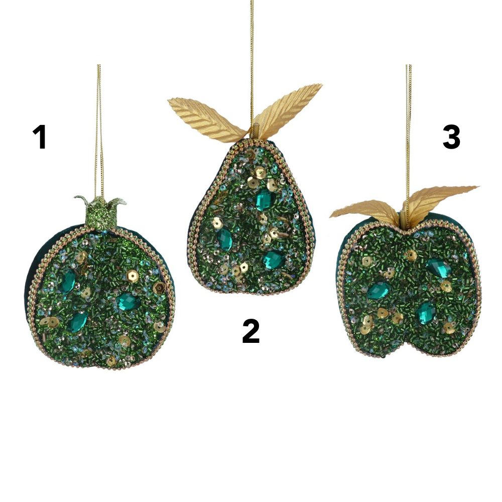Gisela Graham 10cm Fabric Half Fruit Decoration - Green - (Choice of 3)