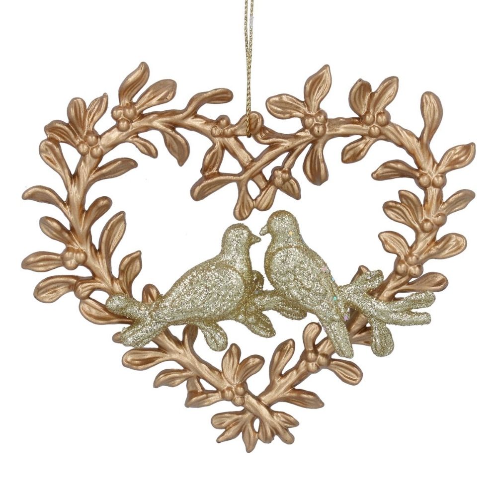 Gisela Graham 13cm Acrylic Dove in Heart Haning Decoration - Gold