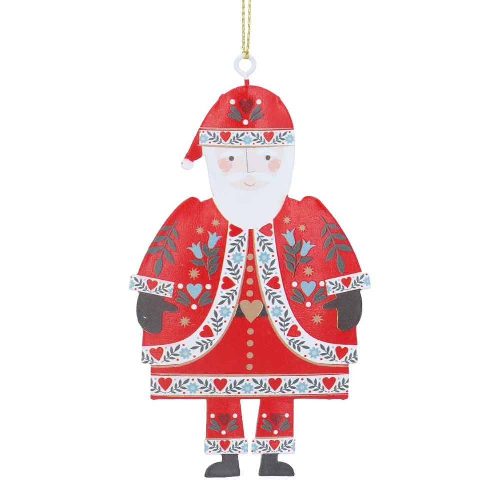 Gisela Graham 13cm Tin Alpine Santa Decoration - Red