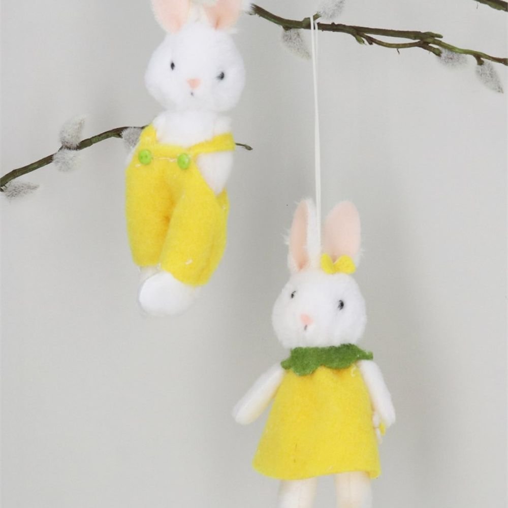 Gisela Graham 15cm Boy or Girl Bunny Hanging Decoration (Choice of 2) - Old Railway Line Garden Centre