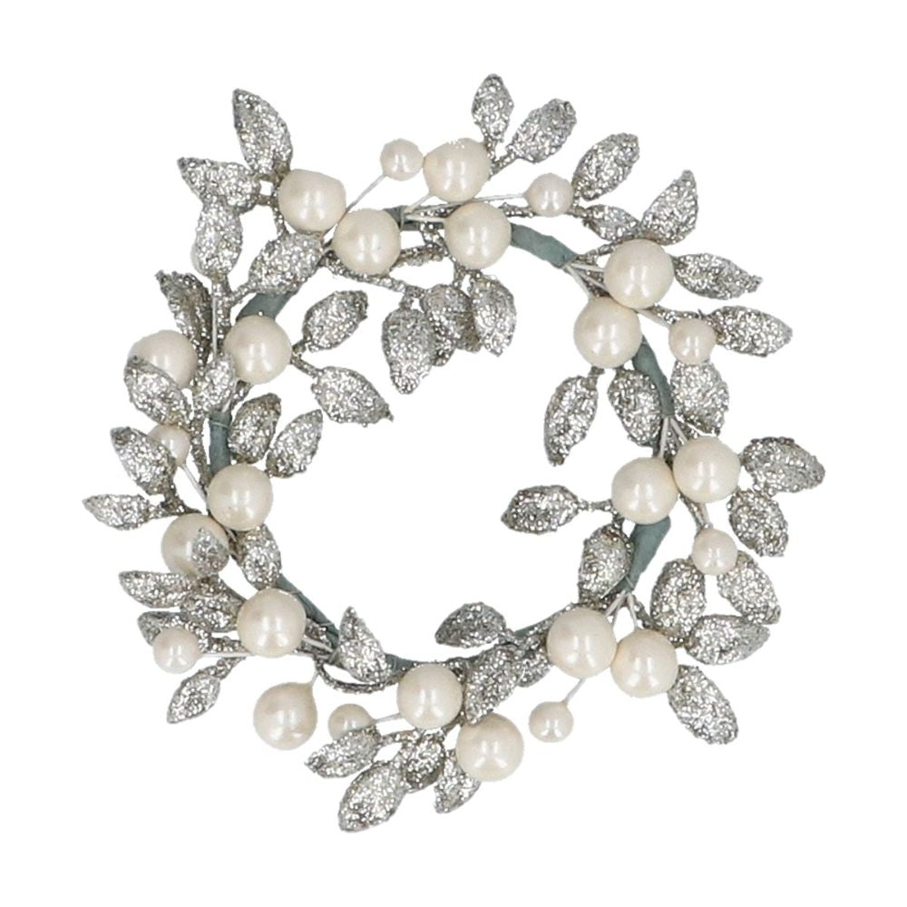 Gisela Graham 15cm Champagne & Pearl Candle Ring