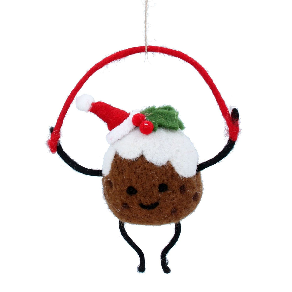 Gisela Graham 16cm Wool Christmas Pudding Hanging Decoration