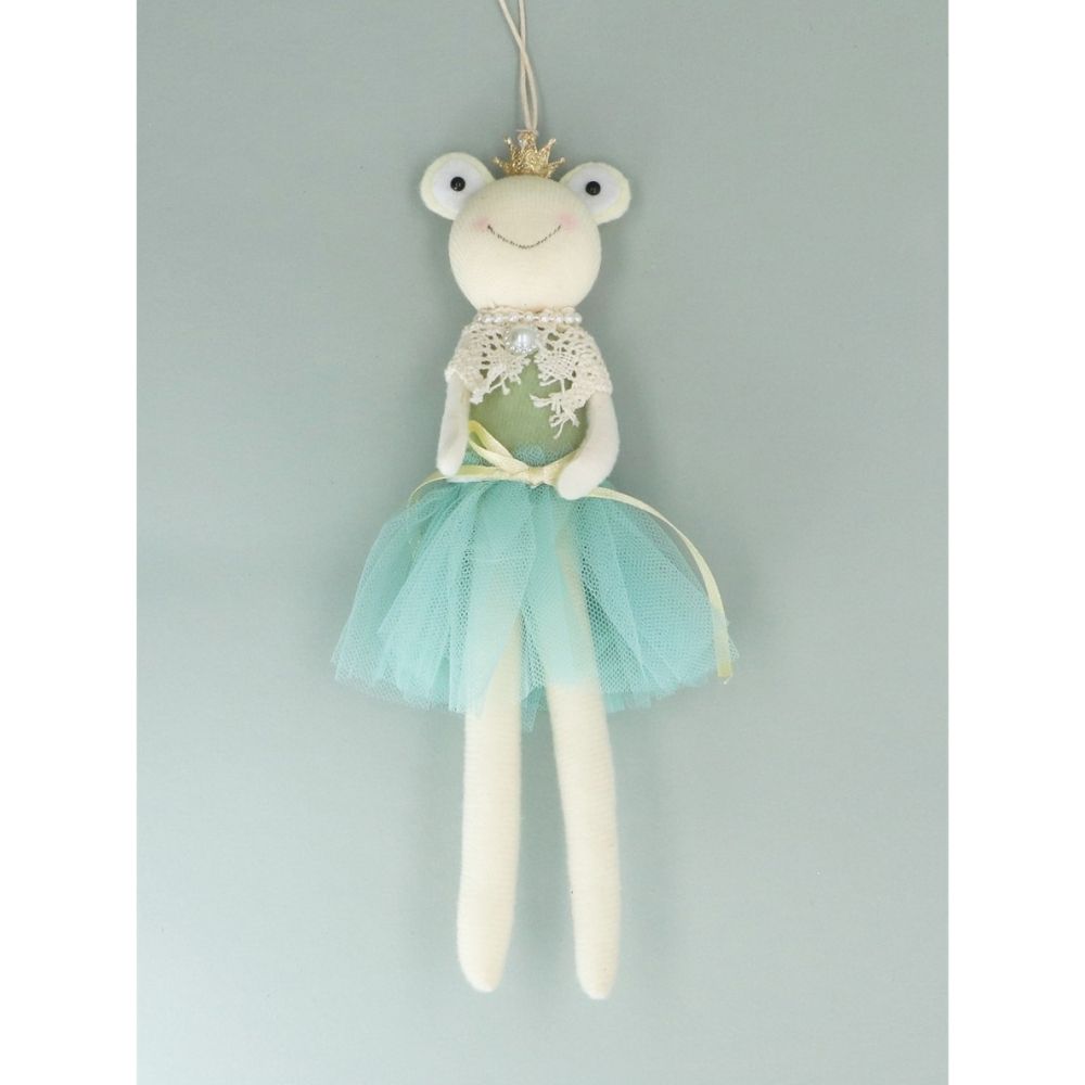 Gisela Graham 24cm Frog in Dress with Crown Hanging Decoration