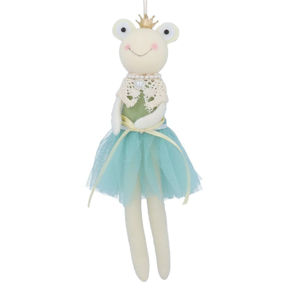 Gisela Graham 24cm Frog in Dress with Crown Hanging Decoration
