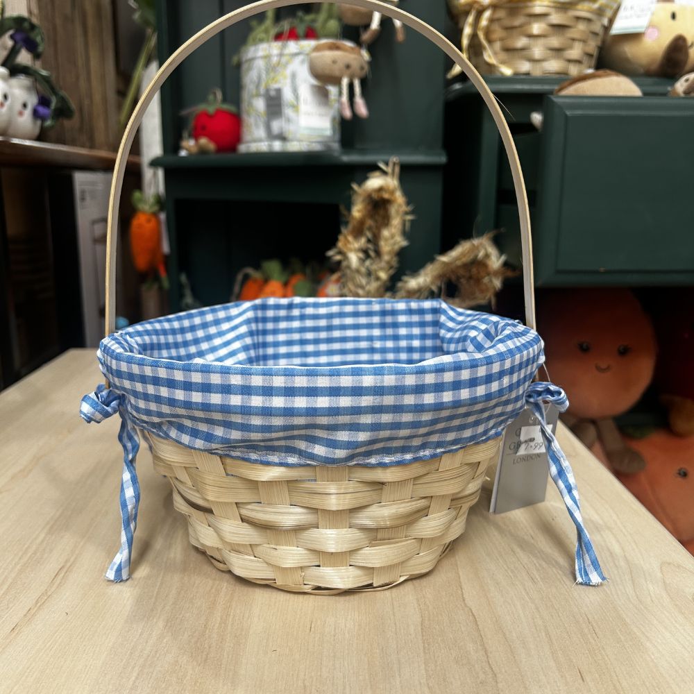 Gisela Graham 25cm Wicker Basket with Blue Gingham Lining