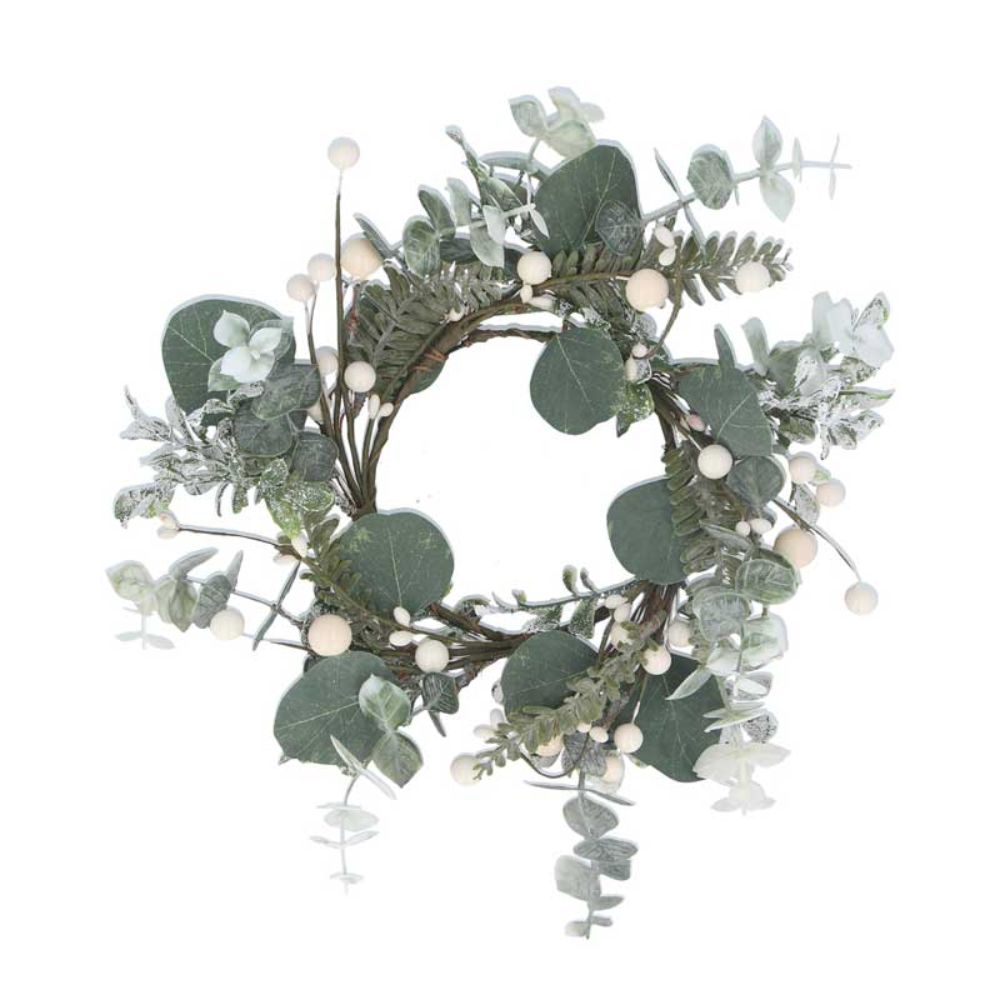 Gisela Graham 30cm White Berry & Eucalyptus Candle Ring
